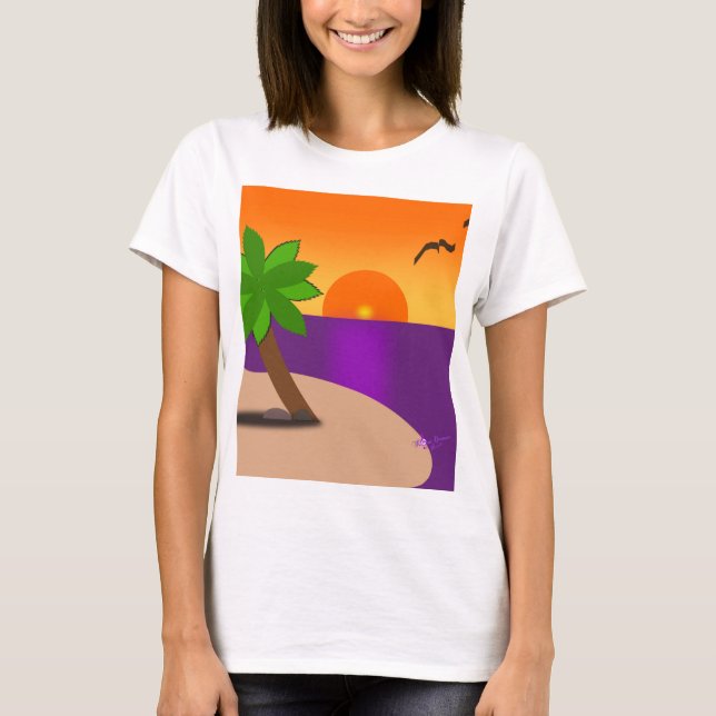 Tanktopet Tropical Island Scene Spaghetti Straps T-shirt (Framsida)