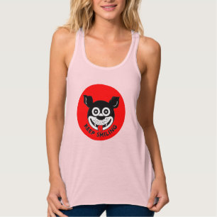 Tanktopet vintage-Stil Hund "Behålla Smiling" Linne Med Racerback