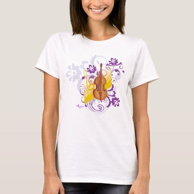 Tanktopet Violin Blommigt Swirl Spaghetti Straps T Shirt (Framsida)
