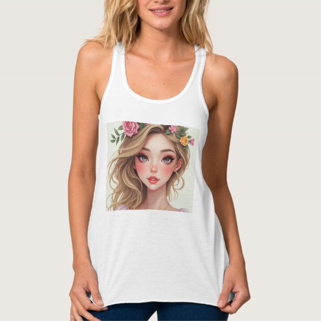 Tanktopet Women's Bella+Canvas Flowy Racerback Linne Med Racerback (Framsida)