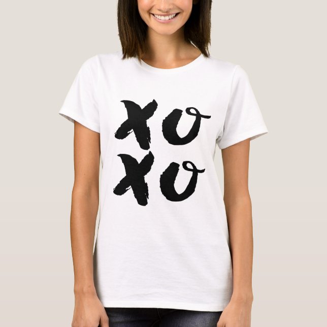 Tanktopet XOXO Hugs & Kisses Brush Typography Skör T-shirt (Framsida)