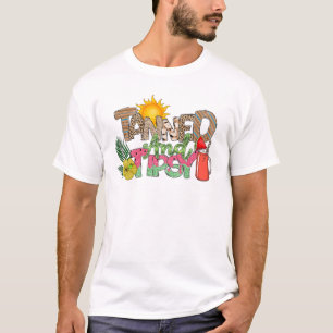 Tannad och tipsy Roligt Sommardesign Party T Shirt