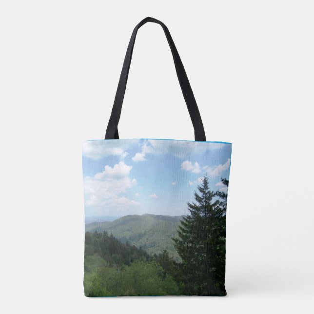 Tannenbaum Mountain Scene Christmas Tote Bagt Tygkasse (Baksida)