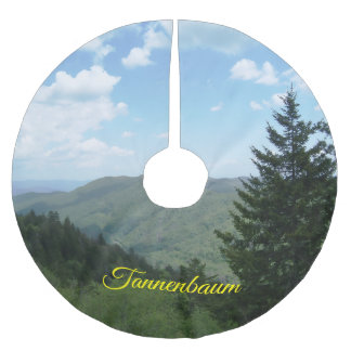 Tannenbaum Mountain Scene Christmas Tree Skirt Julgransmatta Borstad Polyester