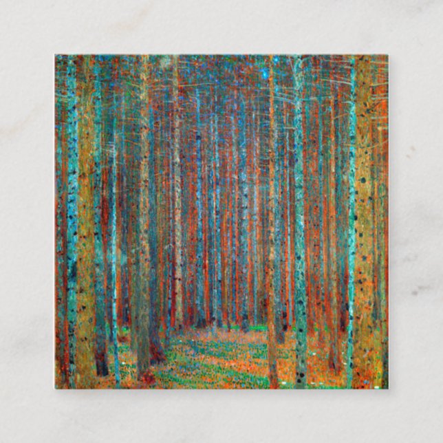 Tannenwald Gustav Klimt Fyrkantigt Visitkort (Framsida)