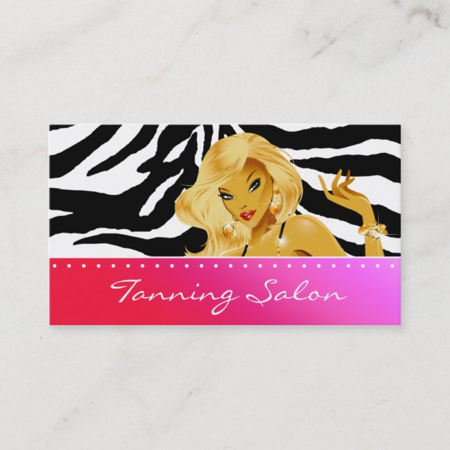 Tanning Affärskort Red Rosa Blonde Woman Visitkort (Framsida)