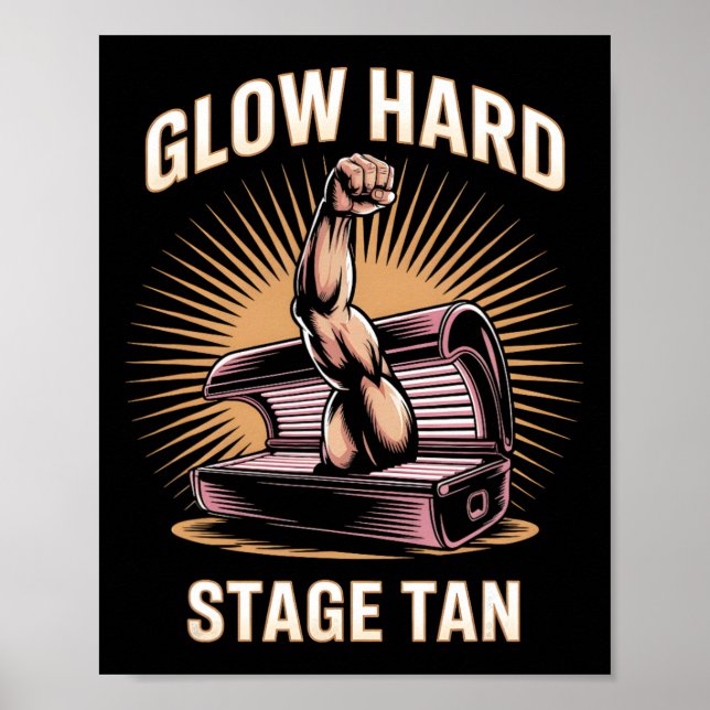 Tanning Bed Glow Hard Konkurrents Fitness Fläkt Ta Poster (Framsidan)