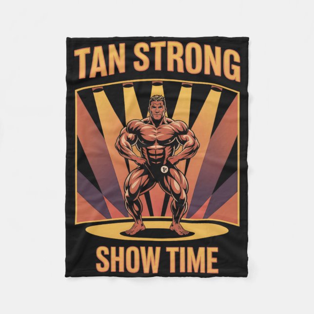 Tanning Bed Tan Strong Idrottares Gym Goers Bronze Fleecefilt (Framsidan)