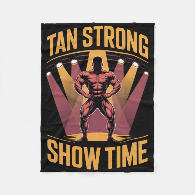 Tanning Bed Tan Strong Idrottares Gym Goers Bronze Fleecefilt (Framsidan)