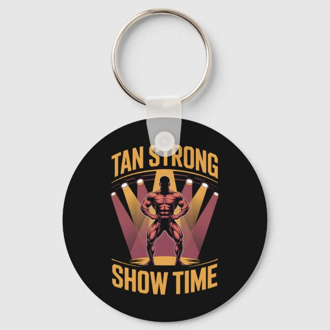 Tanning Bed Tan Strong Idrottares Gym Goers Bronze Nyckelring (Framsida)