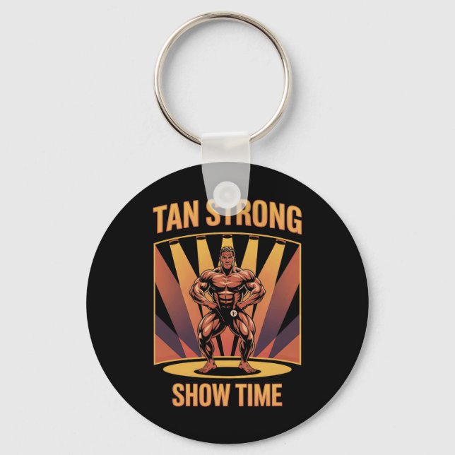 Tanning Bed Tan Strong Idrottares Gym Goers Bronze Nyckelring (Framsida)