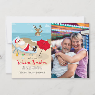 Tanning Santa Photo Greeting Card Julkort