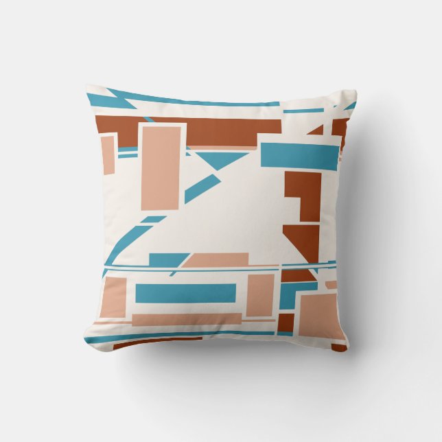 Tannish Rust Turkvoise Beige Southwest Art look Kudde (Framsida)