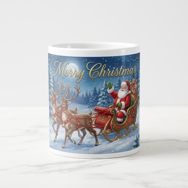 Tant Juls snöiga slädfärd Jumbo Mugg (Framsidan)