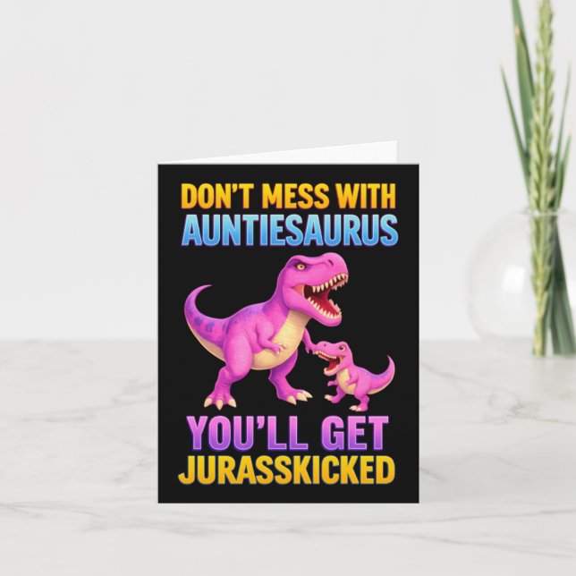 Tantesaurus Mors Dag Faster Auntiesaurus Rex Dino Kort (Framsida)