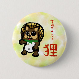 Tanuki med Kanji Sticker Knapp