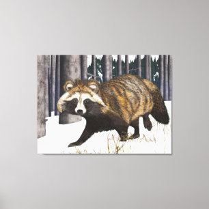Tanuki - Raccoon Hund Canvastryck