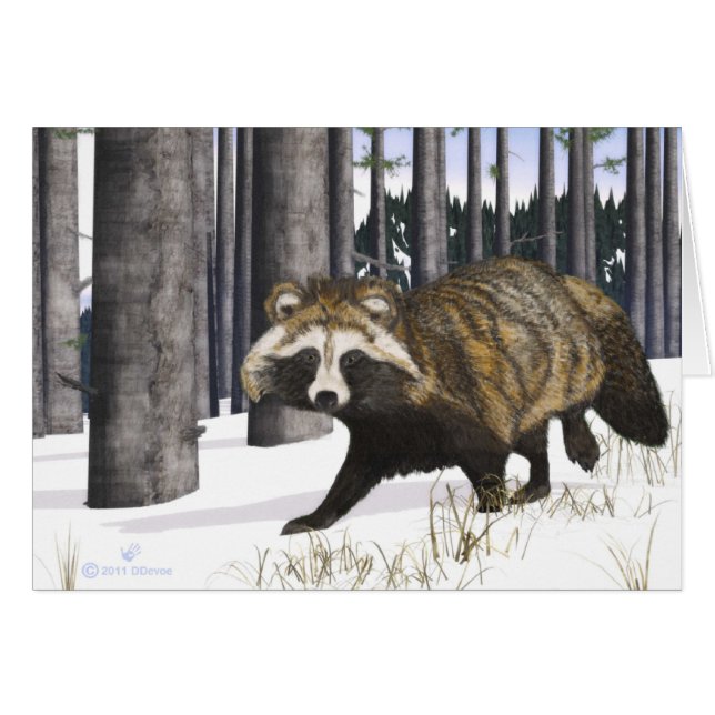Tanuki - Raccoon Hund Hälsningskort (Framsidan Horizontal)