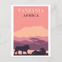 Tanzania Afrika Rosa Vintage Lejon Travel