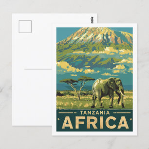 Tanzania Afrika Vintage Berömd Travel Ställe Vykort