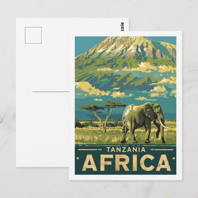 Tanzania Afrika Vintage Berömd Travel Ställe Vykort (Fram/baksida)