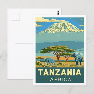 Tanzania Afrika Vintage Berömd Travel Ställe Vykort