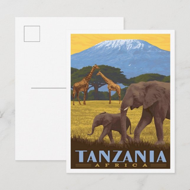 Tanzania Afrika Vintage Resa  Vykort (Fram/baksida)
