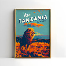 Tanzania Afrika Vintage resor Skriv ut Poster Lejo