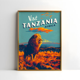 Tanzania Afrika Vintage resor Skriv ut Poster Lejo