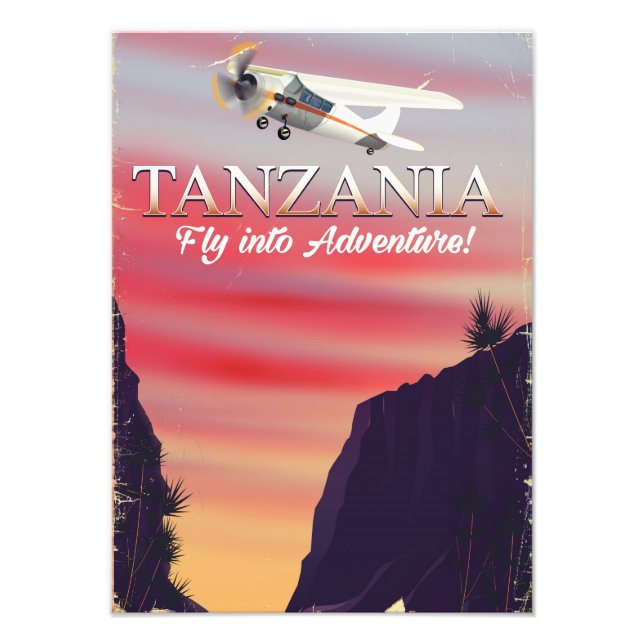 Tanzania afrikansk flygplansaffisch fototryck (Framsidan)