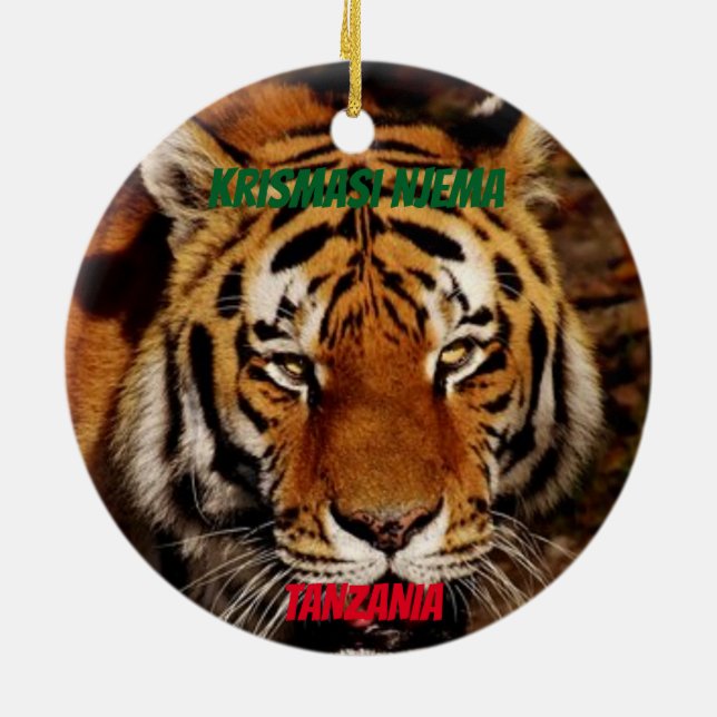 Tanzania-Anpassningsbarna Lejon/elefant Ornament (Baksidan)