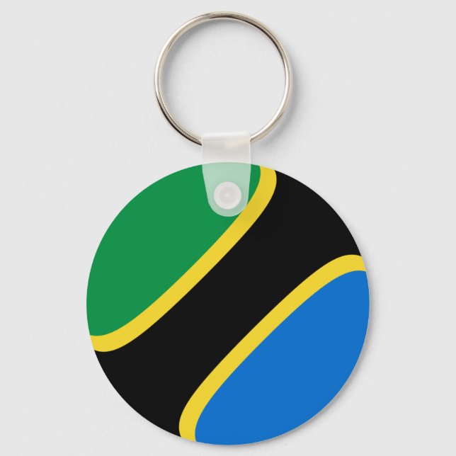 Tanzania Fisheye Flagga Keychain Nyckelring (Framsida)
