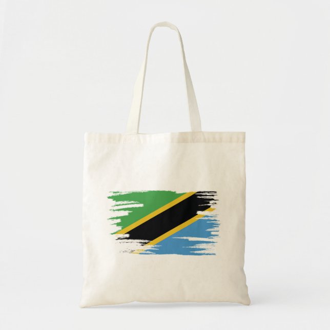 Tanzania Flagga Brush Art Tygkasse (Framsidan)