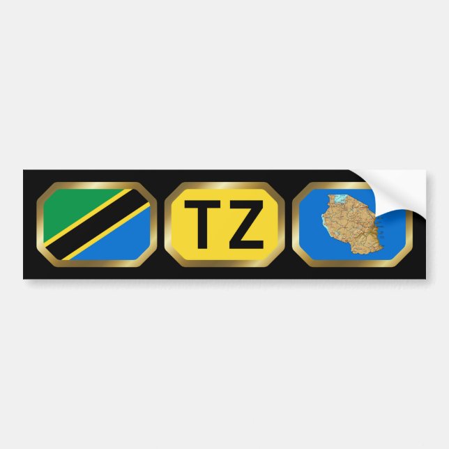 Tanzania Flagga Code Bumper Sticker Bildekal (Framsidan)