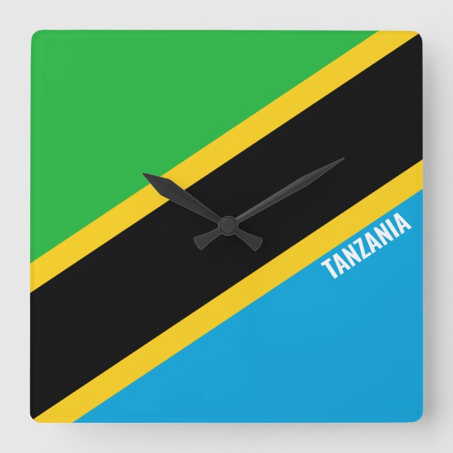 Tanzania Flagga Dazzling Patriotic Fyrkantig Klocka (Framsida)