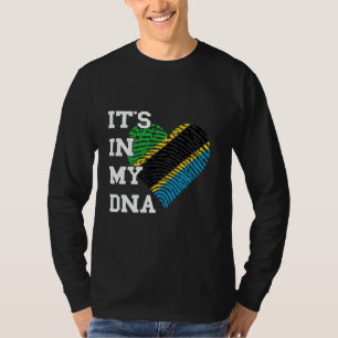 Tanzania Flagga Det Är I Mitt DNA Tumavtryck Hjärt T Shirt