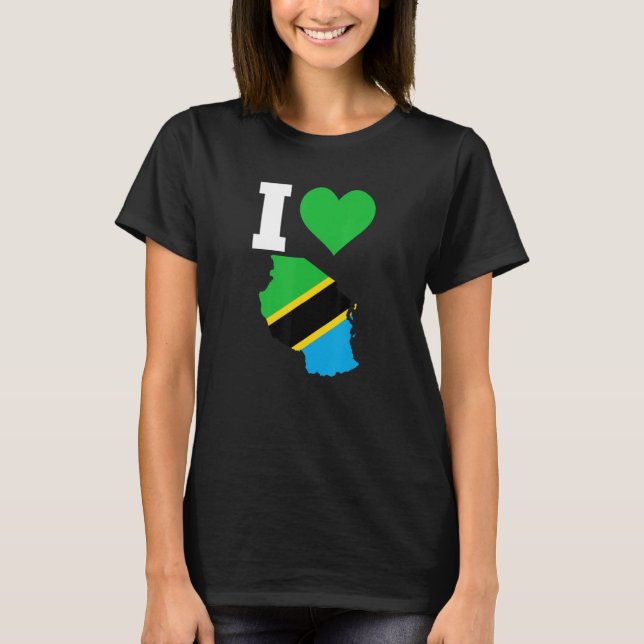 Tanzania flagga för Tanzania i Kärlek Tanzania T Shirt (Framsida)