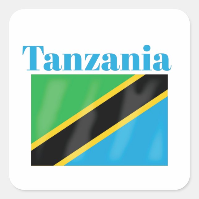 Tanzania Flagga Fyrkantigt Klistermärke (Framsida)