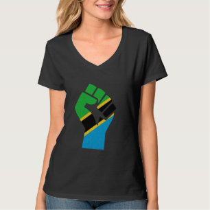 Tanzania Flagga Handfist Tanzanisk Stolthet Tanzan T Shirt