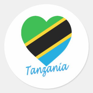 Tanzania Flagga Heart Runt Klistermärke