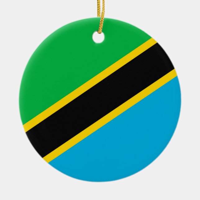 Tanzania flagga julgransprydnad keramik (Framsidan)