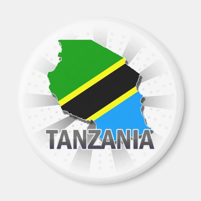 Tanzania Flagga Karta 2.0 Magnet (Framsidan)