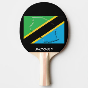 TANZANIA FLAGGA & KARTA Personlig Black Pingisracket
