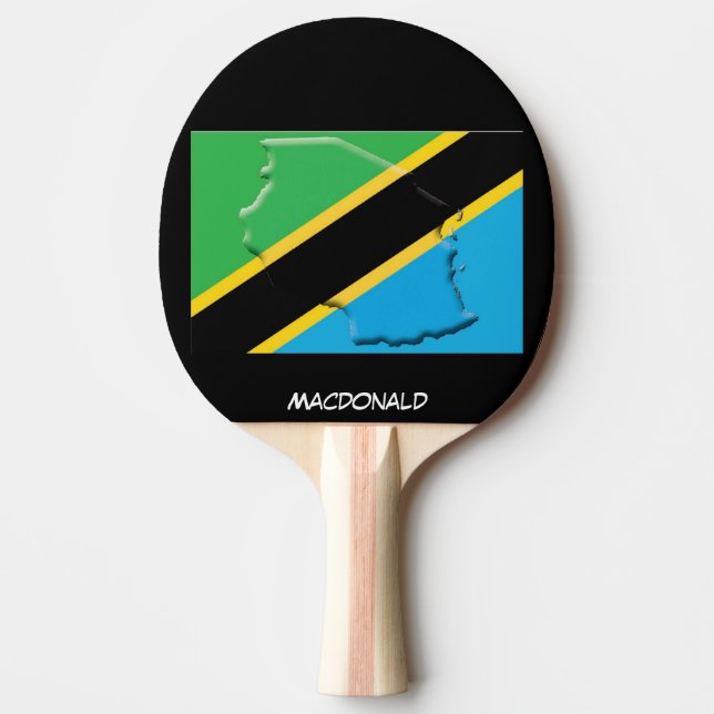 TANZANIA FLAGGA & KARTA Personlig Black Pingisracket (Framsidan)