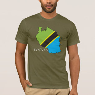 Tanzania Flagga-Karta skjorta T-shirt