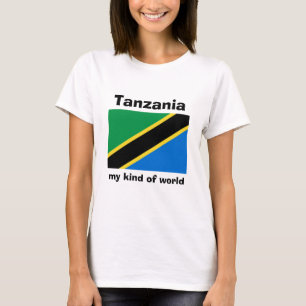 Tanzania Flagga + Karta + Text T-Shirt