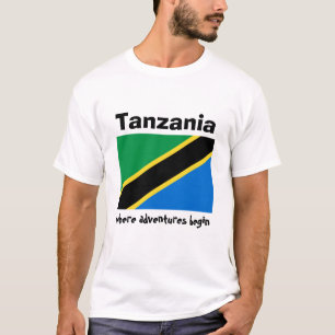 Tanzania flagga + Karta + TextT-tröja Tee Shirt