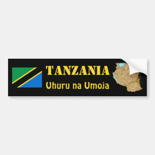 Tanzania flagga + Kartabildekal Bildekal
