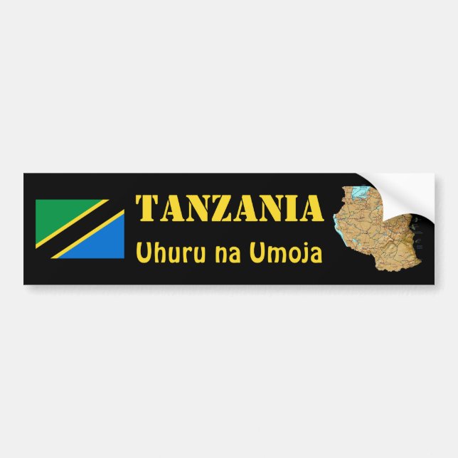 Tanzania flagga + Kartabildekal Bildekal (Framsidan)
