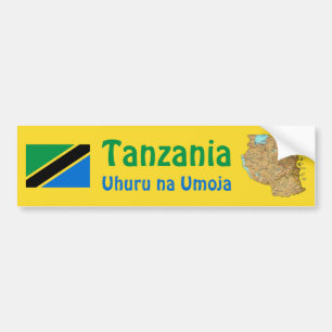 Tanzania flagga + Kartabildekal Bildekal